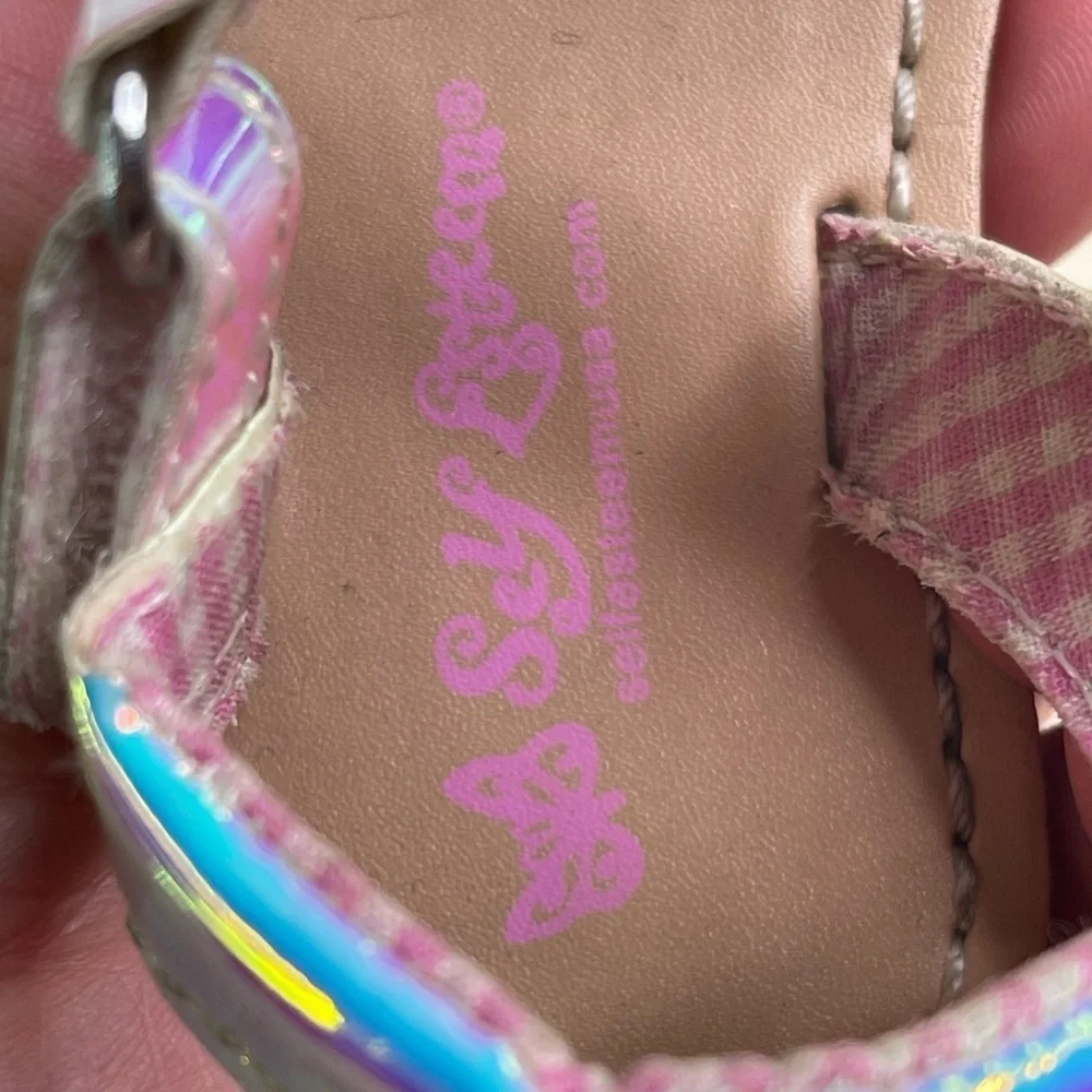 Baby girl Silver and Pink Sandals with Adjustable Straps toddler Size 5